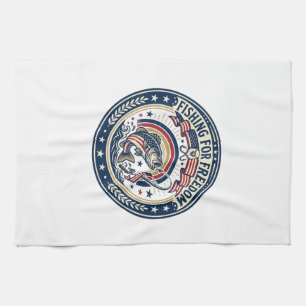 Fishing For Freedom Patriotic Patriotic Hobby Vint Tea Towel