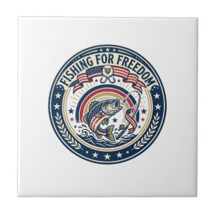 Fishing For Freedom Patriotic Patriotic Hobby Vint Tile