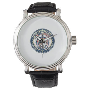 Fishing For Freedom Patriotic Patriotic Hobby Vint Watch