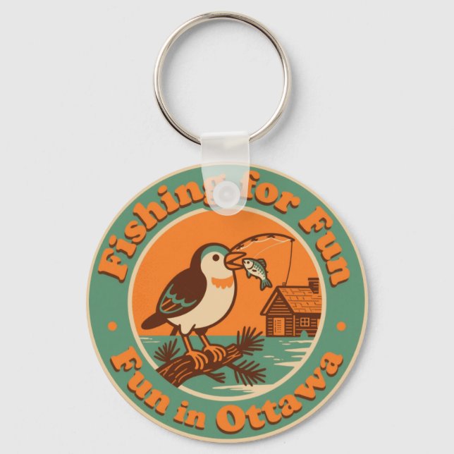 Fishing for Fun in Ottawa Art Key Ring (Front)