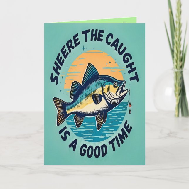 Fishing for Happiness, Folded Greeting Card (Front)