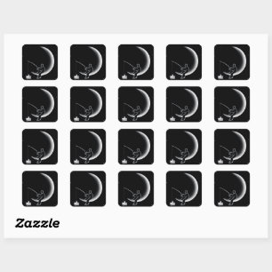 Fishing For Likes Crescent Moon Illustration Square Sticker
