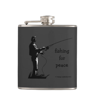 fishing for peace hip flask