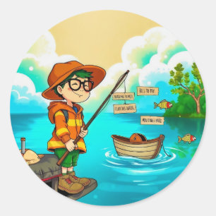 Fishing for Simplicity: A Child's Escape  Classic Round Sticker