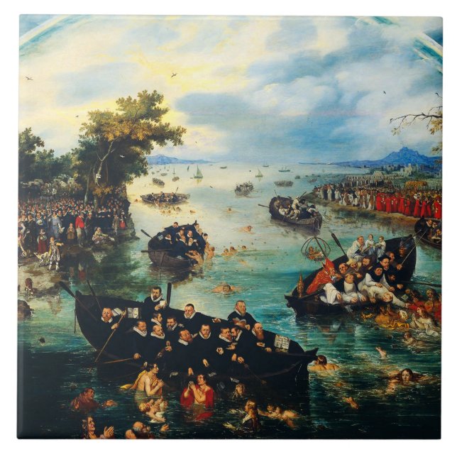 Fishing for Souls by Adriaen van de Venne Tile (Front)