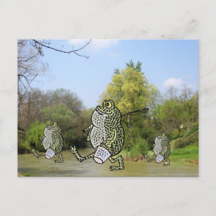 Fishing Frogs Postcard