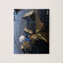 Fishing Fubby on a rock.