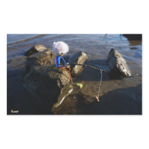 Fishing Fubby on a rock.