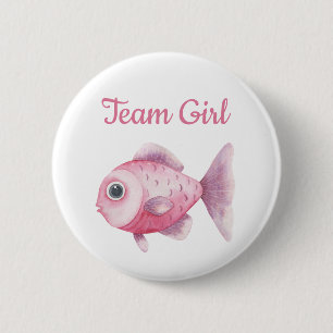 Fishing Gender Reveal - Team Girl 6 Cm Round Badge