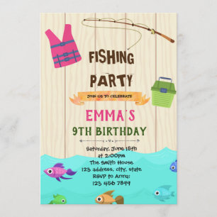 Fishing girl birthday party invitation
