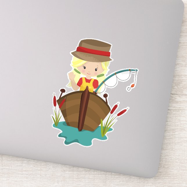 Fishing Girl, Fishing Rod, Fisherman, Blonde Hair (Detail)