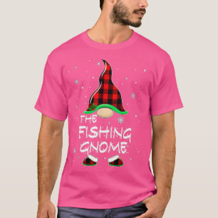 Fishing Gnome Buffalo Plaid Matching Family Christ T-Shirt