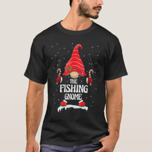 Fishing Gnome Buffalo Plaid Matching Family Christ T-Shirt