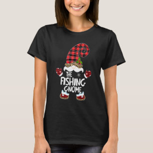 Fishing Gnome Buffalo Plaid Matching Family Christ T-Shirt