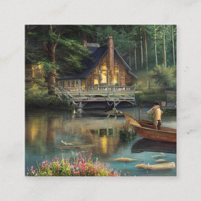 Fishing Graphic Square Business Card (Front)