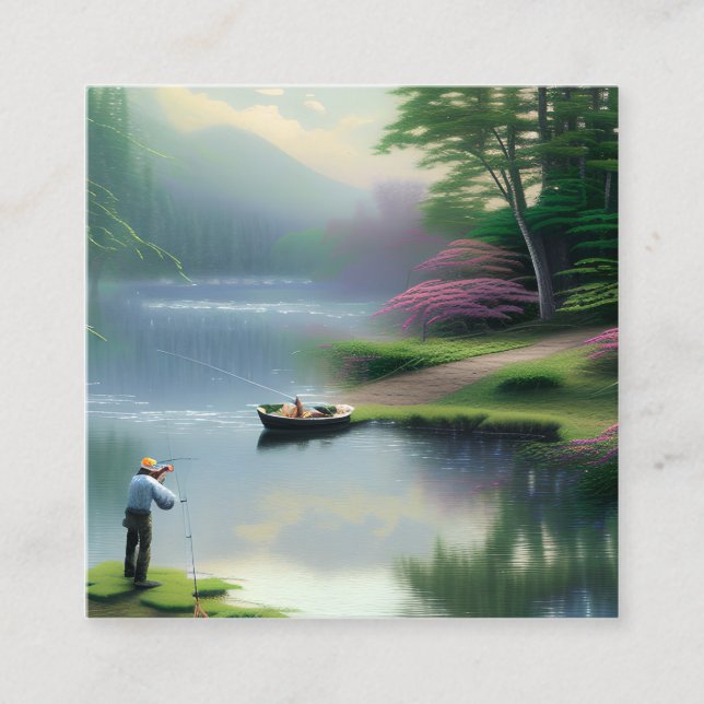 Fishing Graphic Square Business Card (Front)
