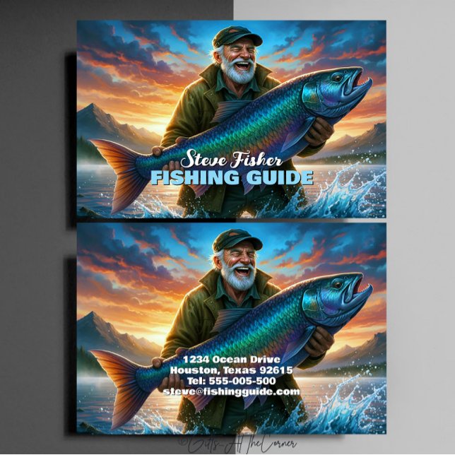Fishing Guide Big Fish Catch Lake Business Card (Creator Uploaded)