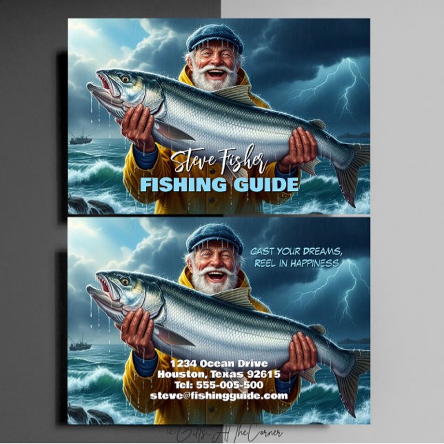 Fishing Guide Fisherman Fish Lake Ocean Business Card (Creator Uploaded)