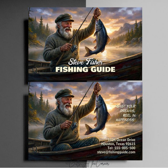 Fishing Guide Fisherman Fish Lake Ocean Business Card (Creator Uploaded)