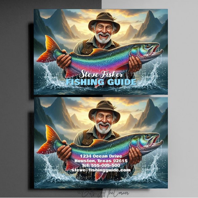 Fishing Guide Fisherman Fish Lake Ocean Business Card (Creator Uploaded)