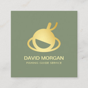 Fishing Guide Service Sage Green And Gold Square Business Card