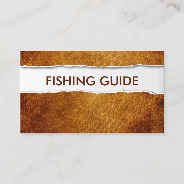 Fishing Guide Vintage Ripped Paper Business Card (Front)