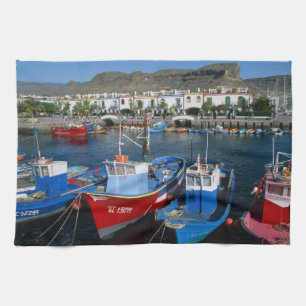 Fishing Harbour, Puerto de Mogan, Gran Canaria, Tea Towel