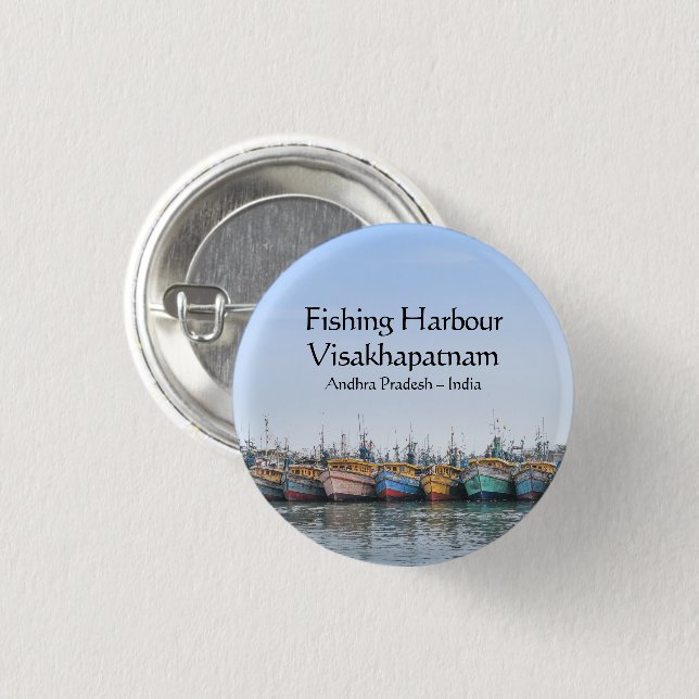 Fishing Harbour Vizag 3 Cm Round Badge (Front & Back)