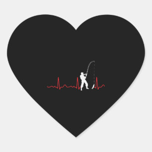 Fishing - heart line  heartbeat  pulse  red sticker
