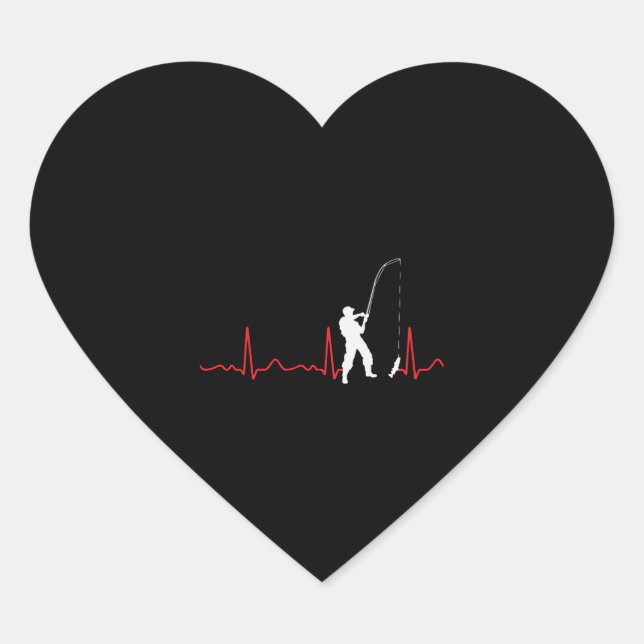 Fishing - heart line  heartbeat  pulse  red sticker (Front)