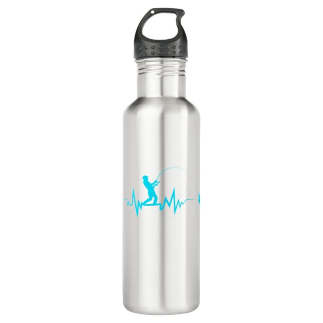 Fishing Heartbeat Cool Beat  Great  For Fisherman 710 Ml Water Bottle (Front)