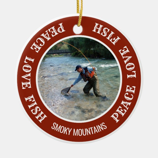 Fishing Holiday Custom Your Photo Ceramic Tree Decoration (Front)