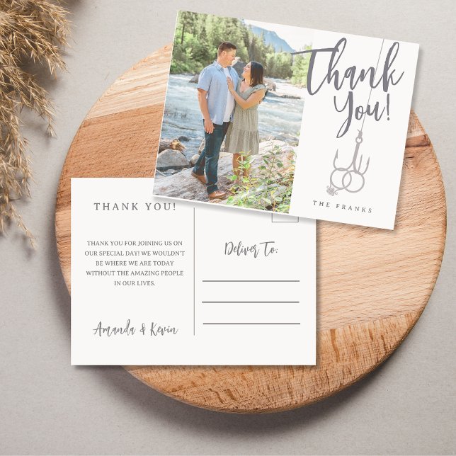 Fishing Hook Picture Postcard Wedding Thank You (Fishing Themed Picture Wedding Thank You Postcard)