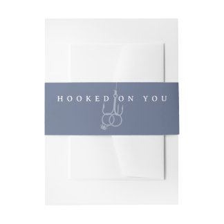 Fishing Hook Wedding Ring Hooked on You Belly Band Invitation Belly Band