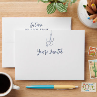 Fishing Hook Wedding Rings Invitation Envelope