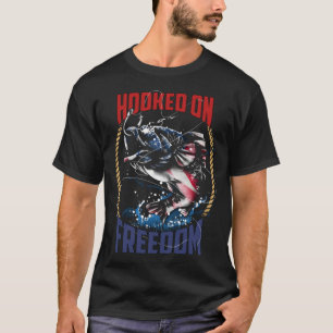 Fishing Hooked On Freedom Fisherman Patriotic T-Shirt