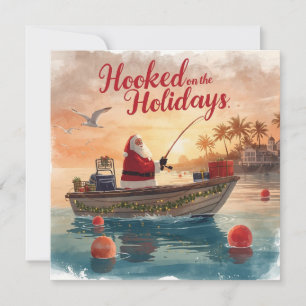 Fishing “Hooked on the Holidays” with Santa Claus Holiday Card