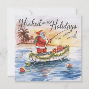 Fishing “Hooked on the Holidays” with Santa Claus Holiday Card