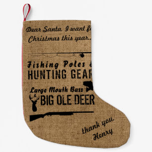 Fishing Hunting Letter to Santa Small Christmas Stocking