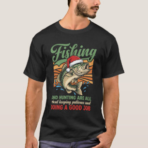 Fishing Hunting Santa Bass Funny Christmas T-Shirt