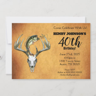Fishing Hunting Theme 40th Birthday Party Invitation