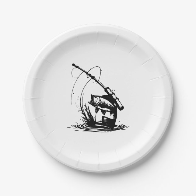 Fishing Icon Fish Fishing Paper Plate (Front)