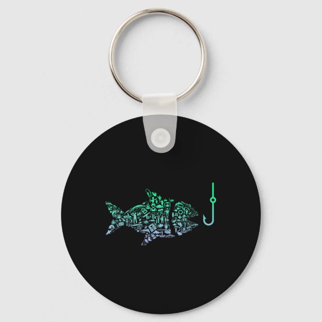 Fishing Icon For Fisherman Fish Hook Boys Fishing  Key Ring (Front)