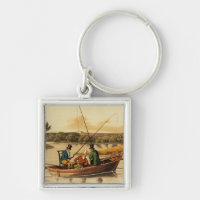 Fishing in a Punt, aquatinted by I. Clark, pub. by