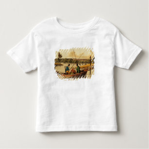 Fishing in a Punt, aquatinted by I. Clark, pub. by Toddler T-Shirt