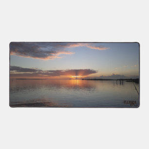 Fishing in Cedar Key Florida Beach Sunset Photo Desk Mat