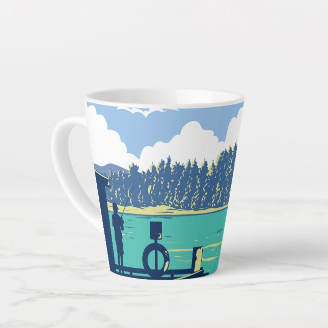 Fishing in Mapua Latte Mug (Left Angle)