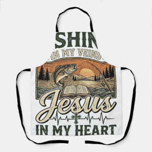 Fishing In My Veins Jesus In My Heart Vintage Apron