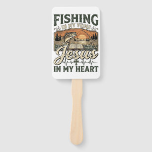 Fishing In My Veins Jesus In My Heart Vintage Hand Fan