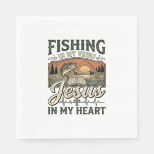 Fishing In My Veins Jesus In My Heart Vintage Napkin
